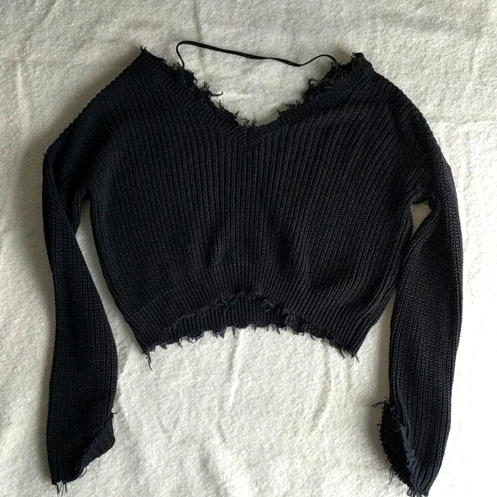 Distressed Crop Sweater NEVER WORN